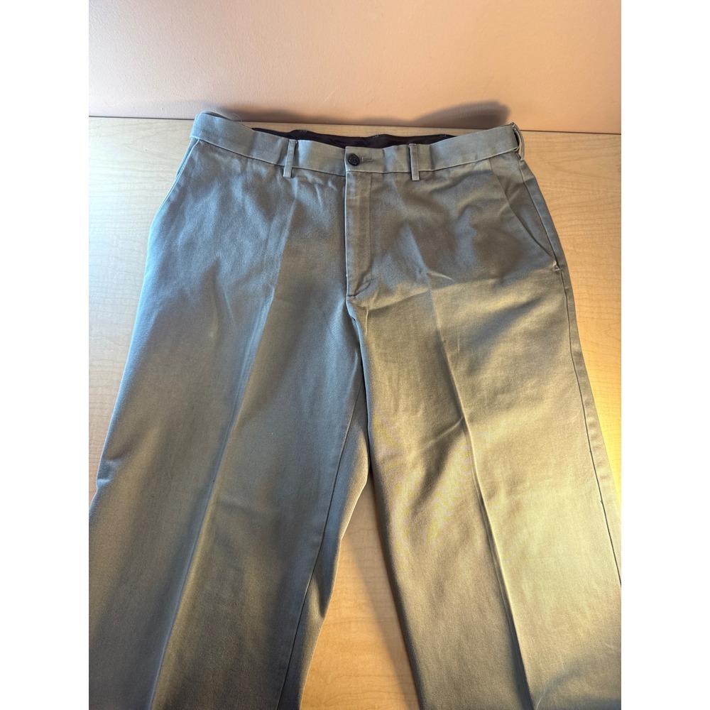Haggar Mens Gray Flat Front Straight Leg Dress Pants Trousers 34x29